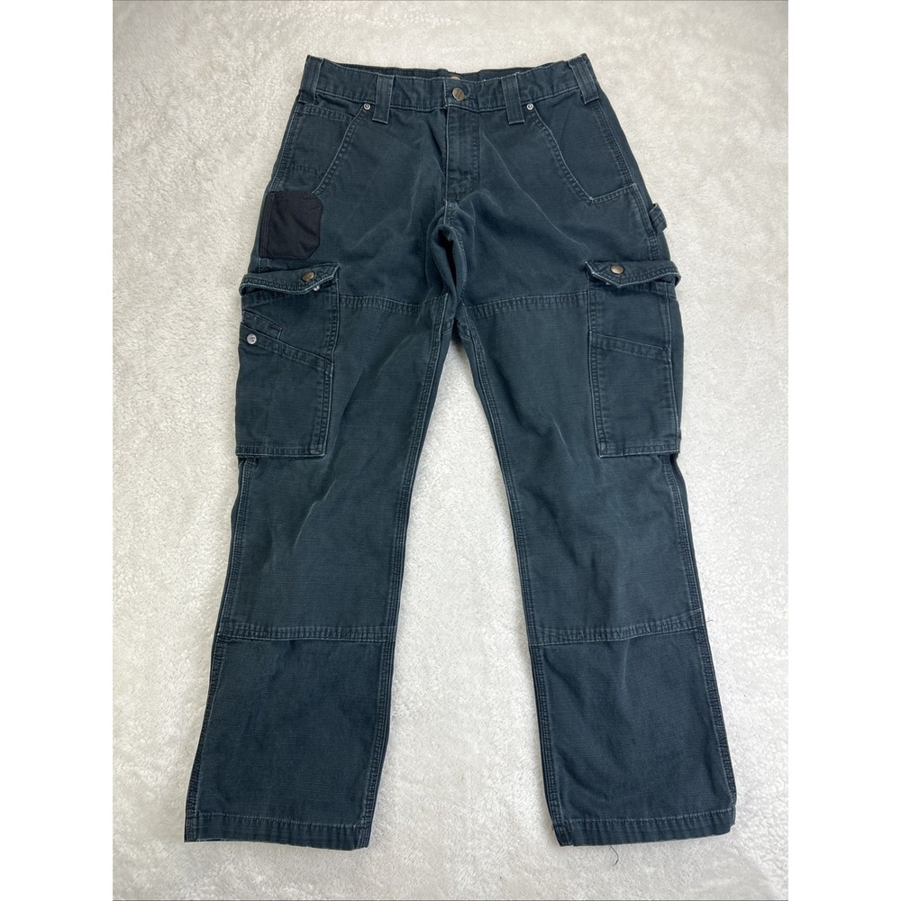 Vintage Carhartt Double Knee Cargo Pants Ripstop Black Cotton B342 Mens 30x30